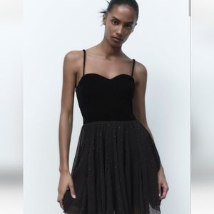 Velvet dot mesh dress
